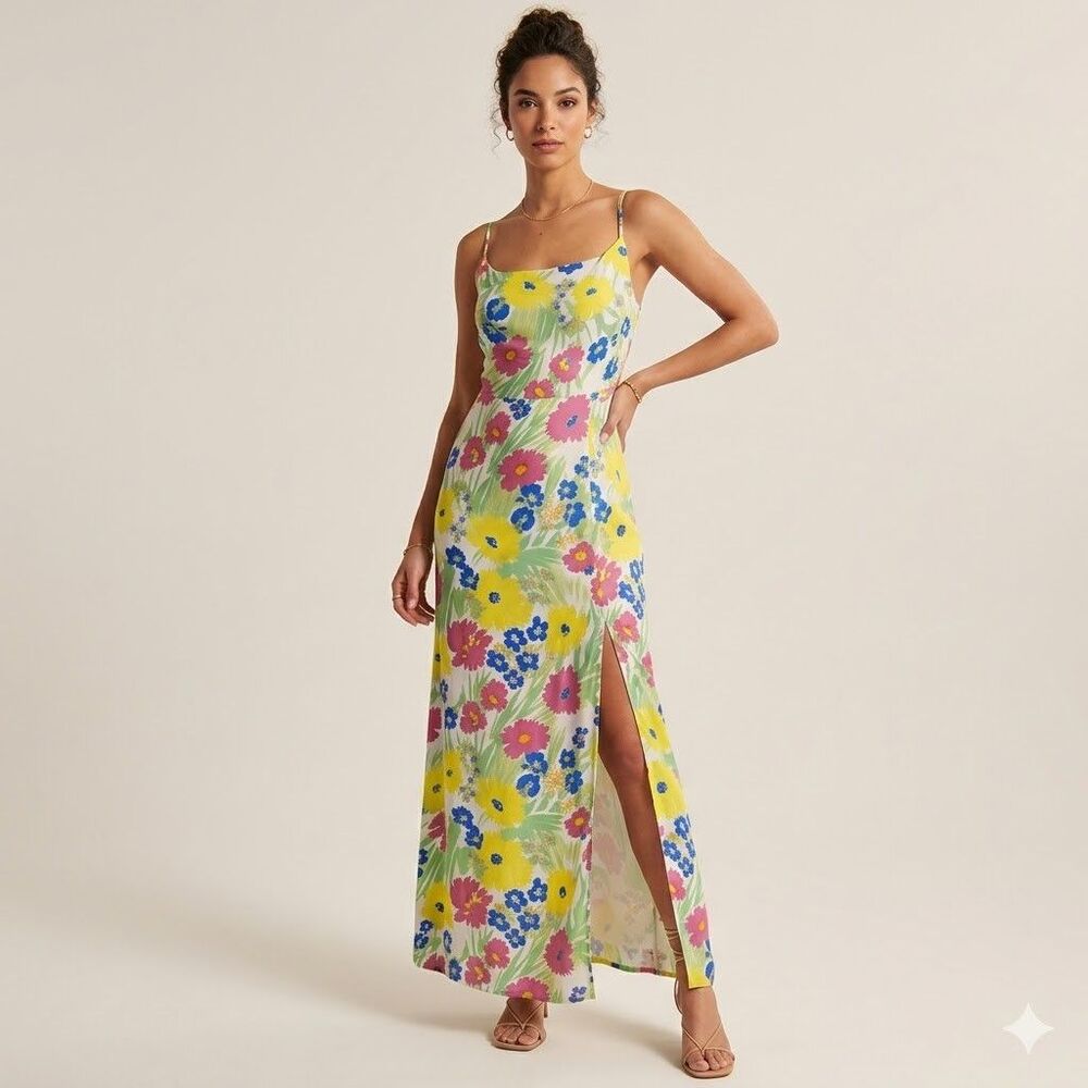 Anthropologie BTFL-Life Floral Maxi Dress Womens Size S NWT Rayon Side Slit 53$